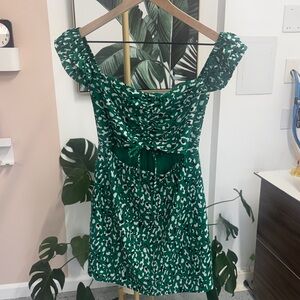 Honey Punch Green and White Camouflage Dress